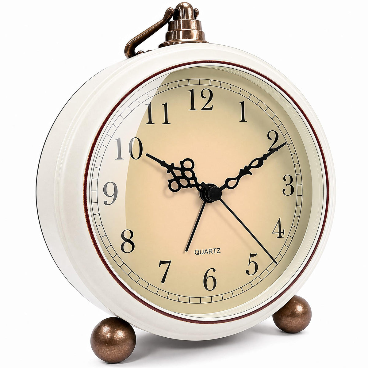 TooTa Vintage Retro Analog Alarm Clock, 4.5 inch Super Silent Non Ticking Small Clock with Night Light, Battery Operated, Simply Design, for Living Room, Bedroom, Bedside, Desk, Gift Clock (Arabic)