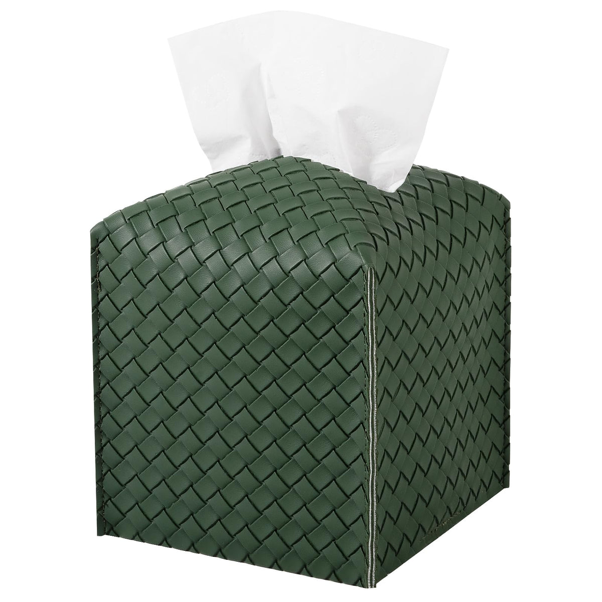 Tissue Box Cover PU Leather Tissue Holder Square Facial Tissue Case Facial Paper Organizer Dispenser for Bathroom, Vanity Countertop, Tabletop, Car, Rectangle, Griege