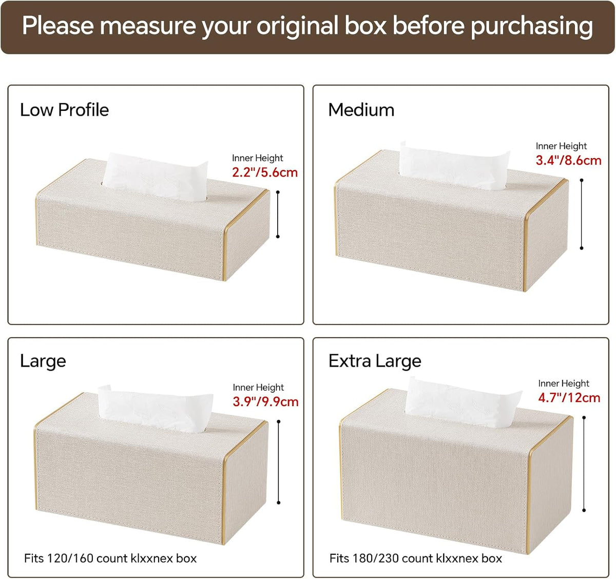 Low Profile Tissue Box Cover Rectangle with Magnetic Closure