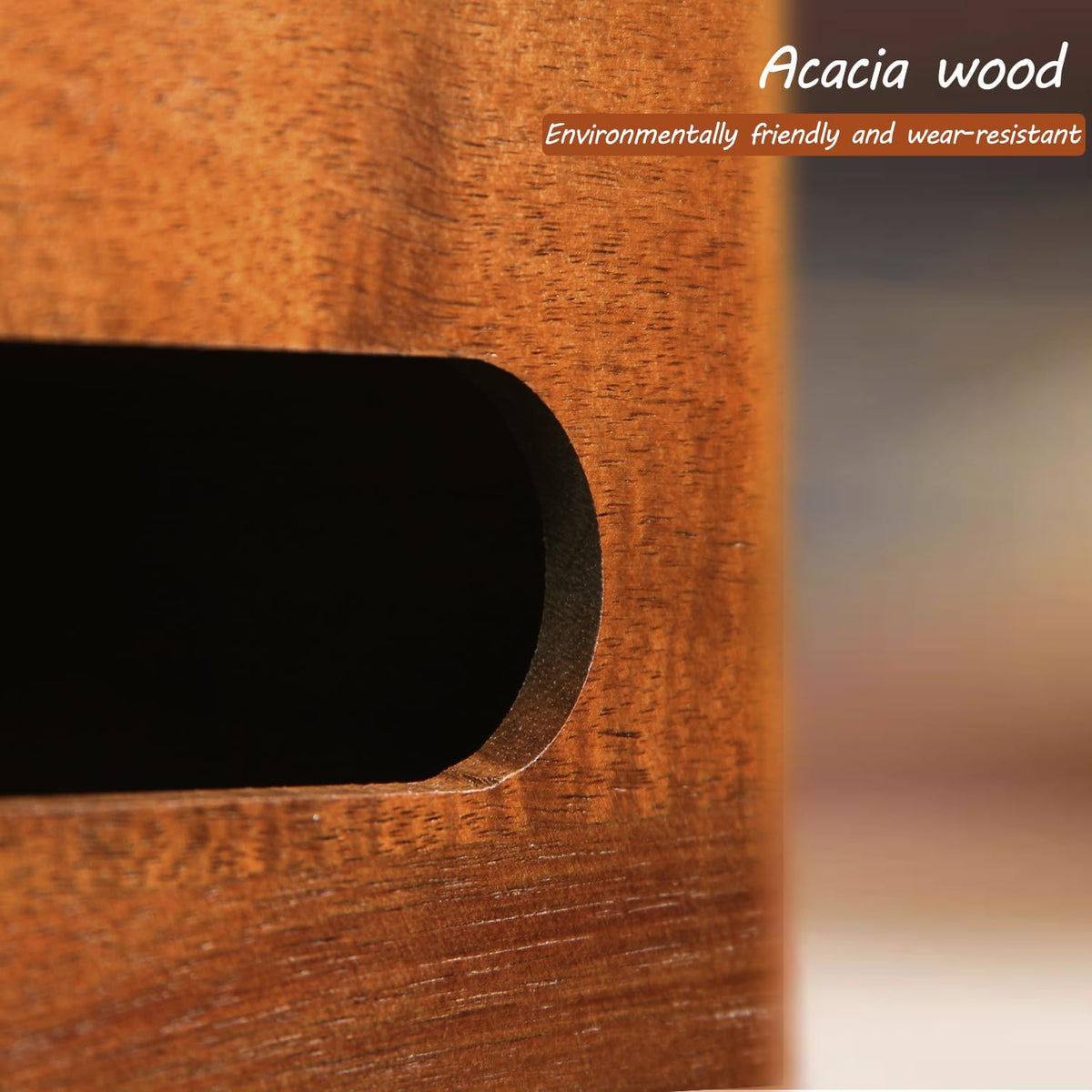 Square Tissue Box Cover with Storage Tray, Acacia Wood Tissue Box Holder