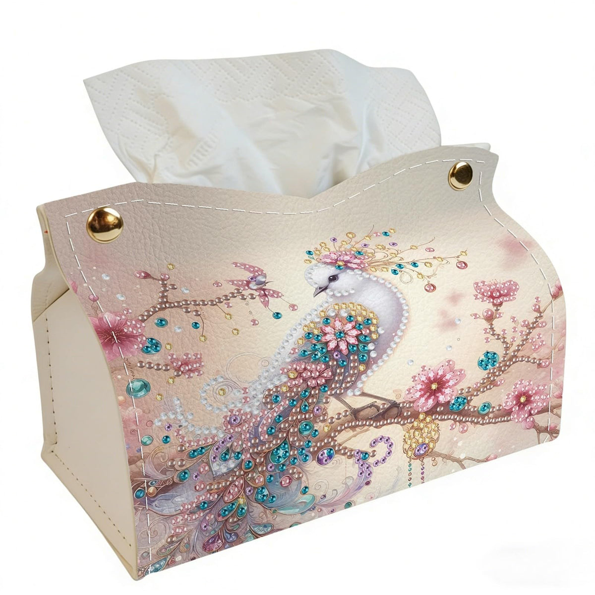 DoxQcs DIY Diamond Art Painting PU Leather Tissue Box Cover Holder
