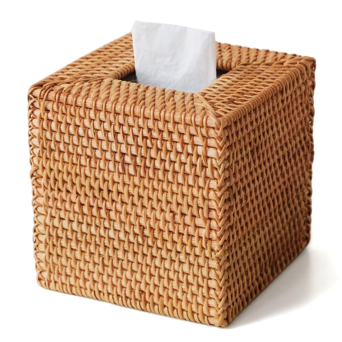 Wicker Tissue Box Cover Square, Handwoven Facial Tissue Napkin Box Holder