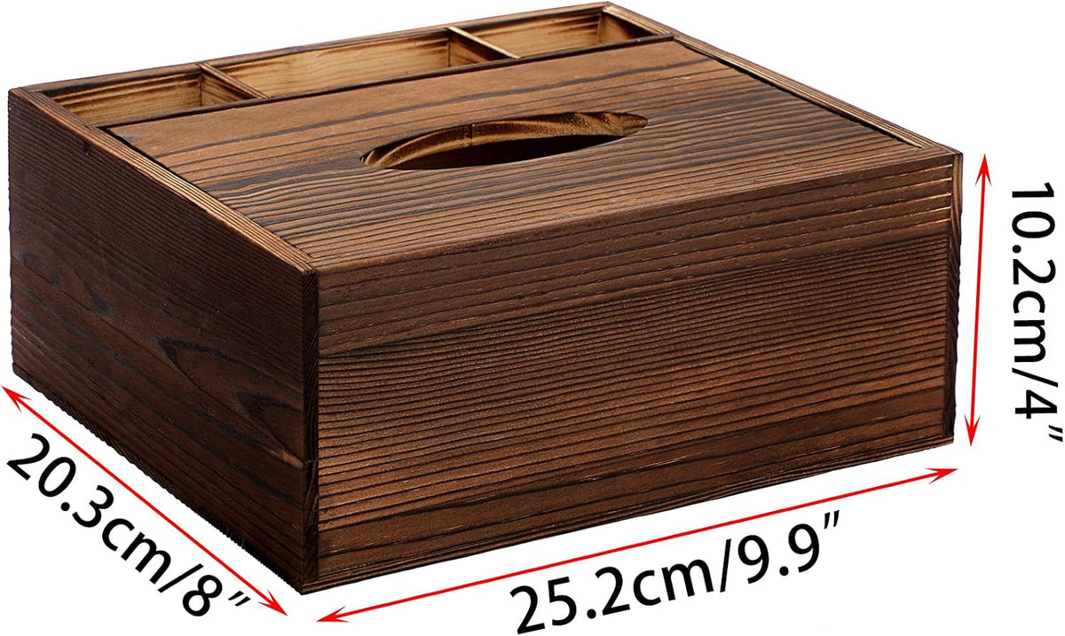 Sumnacon Wood Rectangular Tissue Box Cover - Multifunctional Tissue Holder with Stationery Remote Control Box, Decorative Tissue Pen Remote Organizer for Desktop Livingroom Bedroom Home Office, Yellow