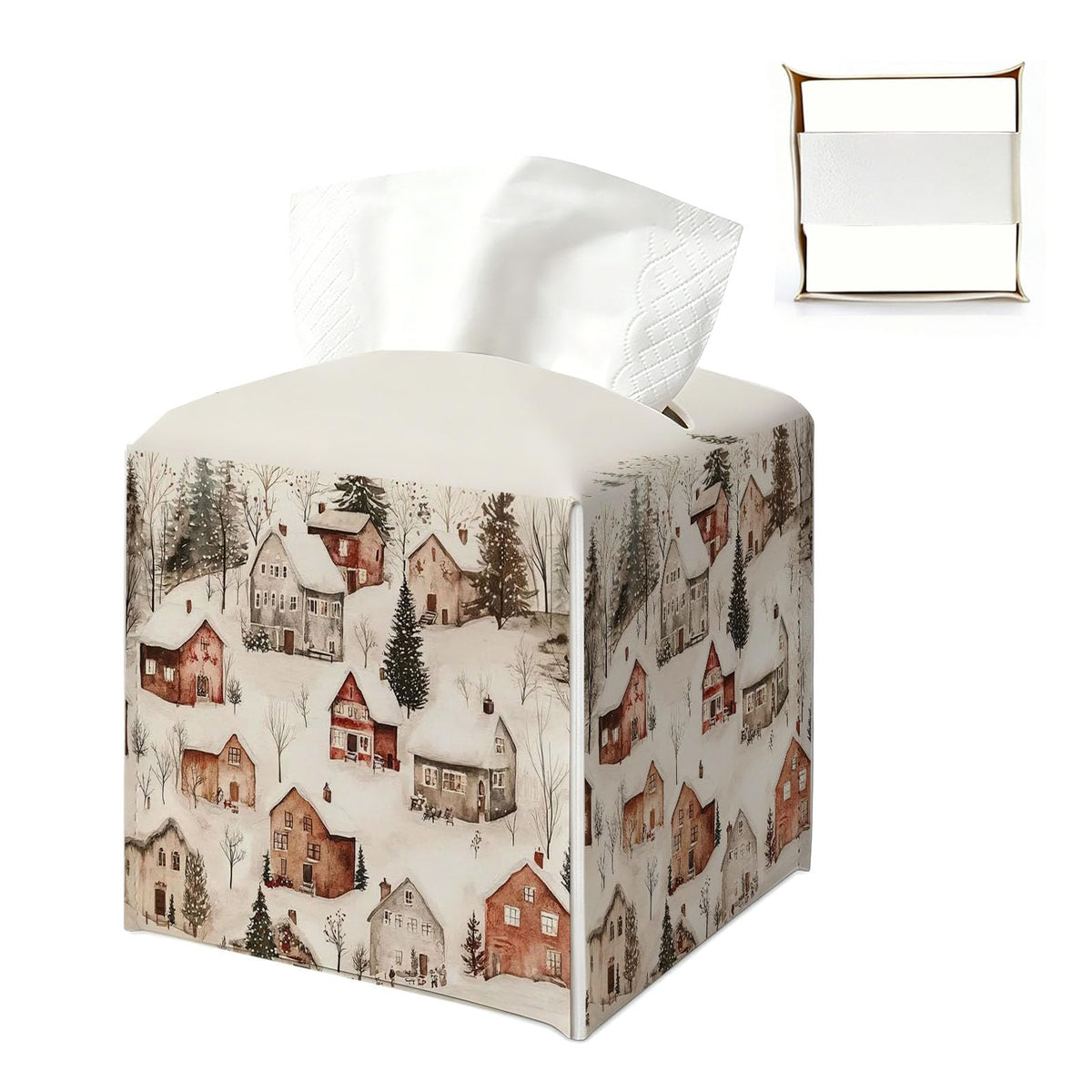 UTELKA Blue and White Hydrangea Square Tissue Box Cover 5.4x5.4x5.3 in