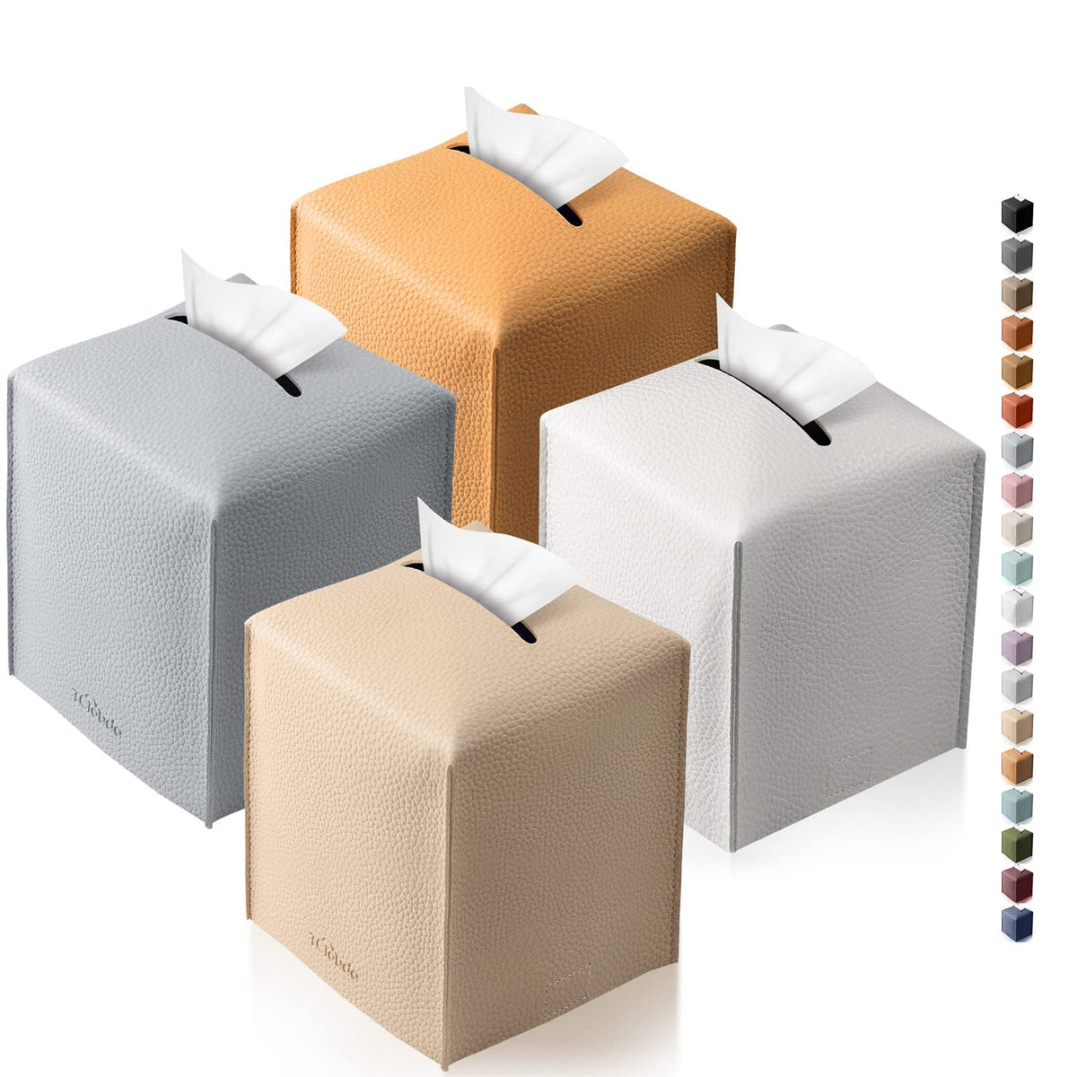 Tissue Box Cover, Tclouda, Modern PU Leather Square Tissue Box Holder for Creative Decorative, 2 Pack, Ideal for Bathrooms/Office/Car/Nightstand/Outdoor Tent/Dining Table, 5"X5"X5", Double Black