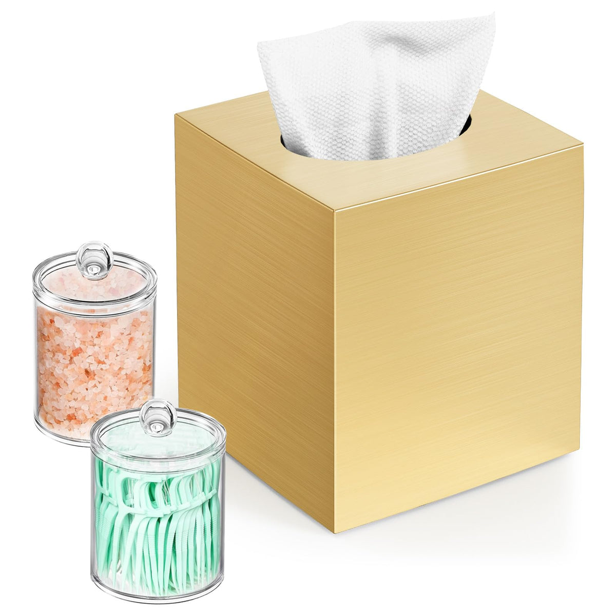 Tissue Box Cover, Square Plastic Tissue Holder with Non-Slip Base, Black