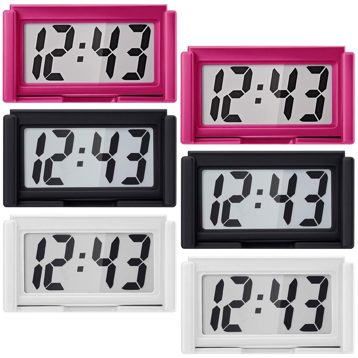 Frienda 3 Pieces Mini Small Digital Clock Stick On,Black