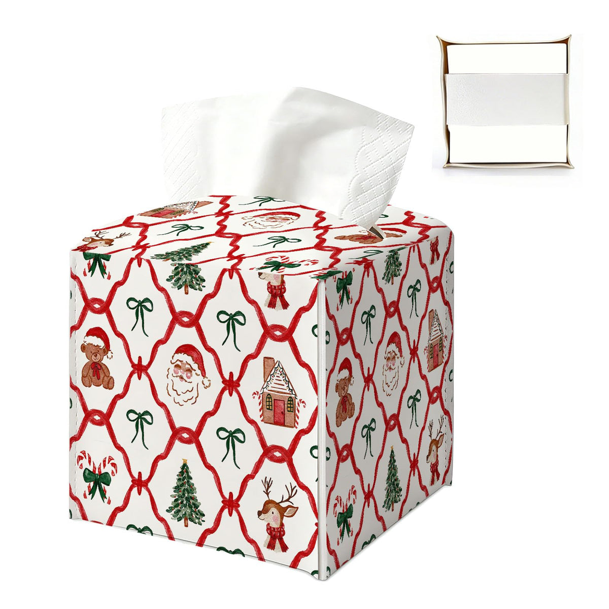 Coastal Tissue Box Cover Square, Blue Beach Tissue Box Holder Cube