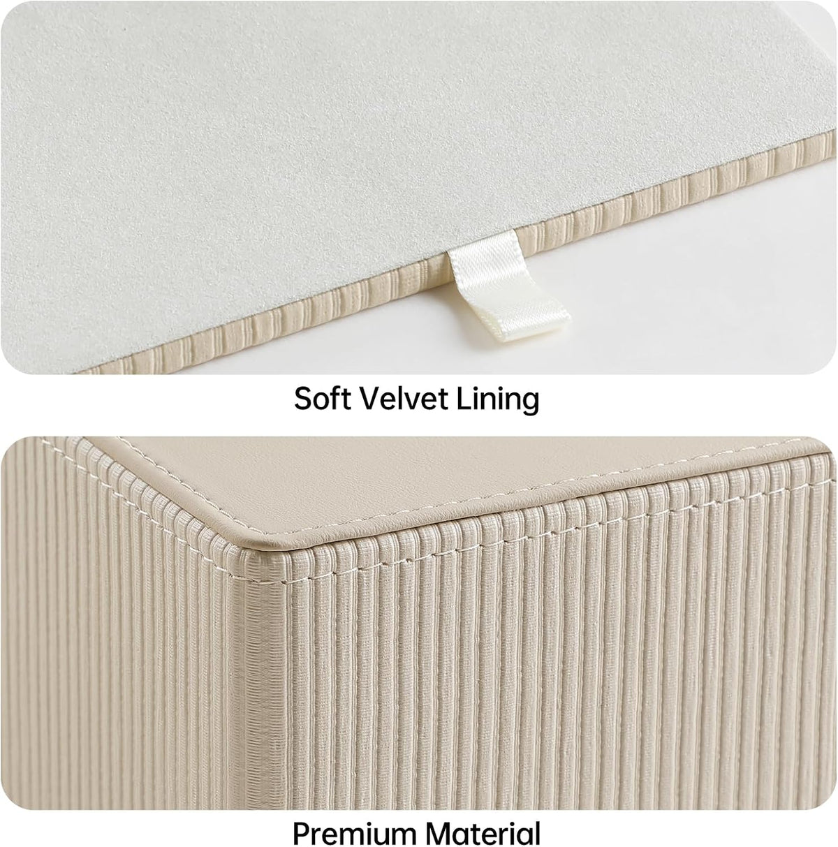 PU Leather Square Tissue Box Cover Tissue Box Holder Cube (Beige)