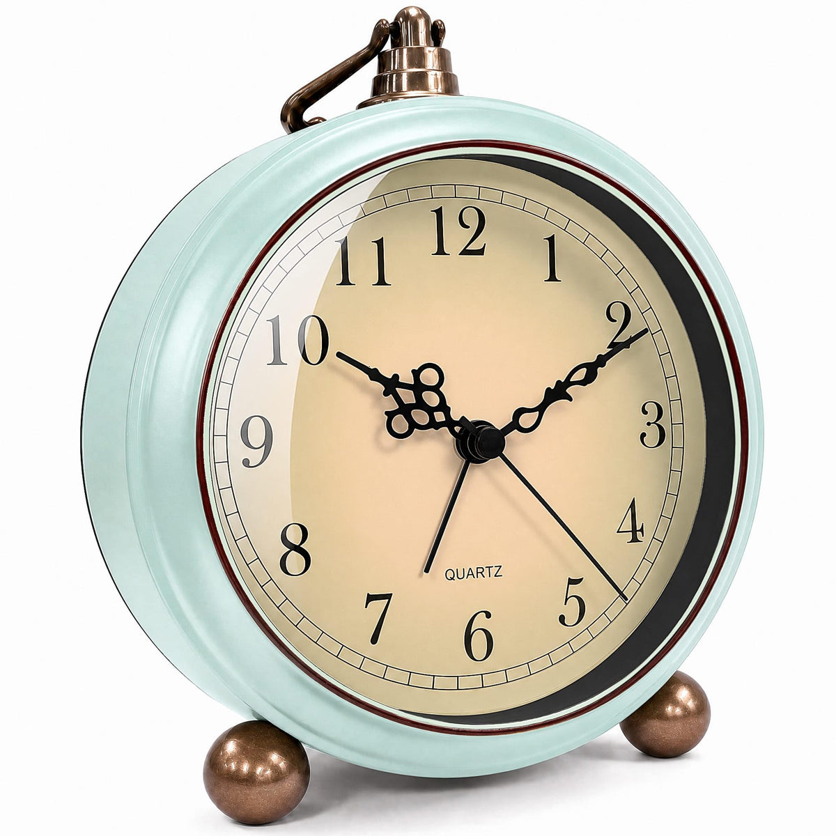 TooTa Vintage Retro Analog Alarm Clock, 4.5 inch Super Silent Non Ticking Small Clock with Night Light, Battery Operated, Simply Design, for Living Room, Bedroom, Bedside, Desk, Gift Clock (Arabic)