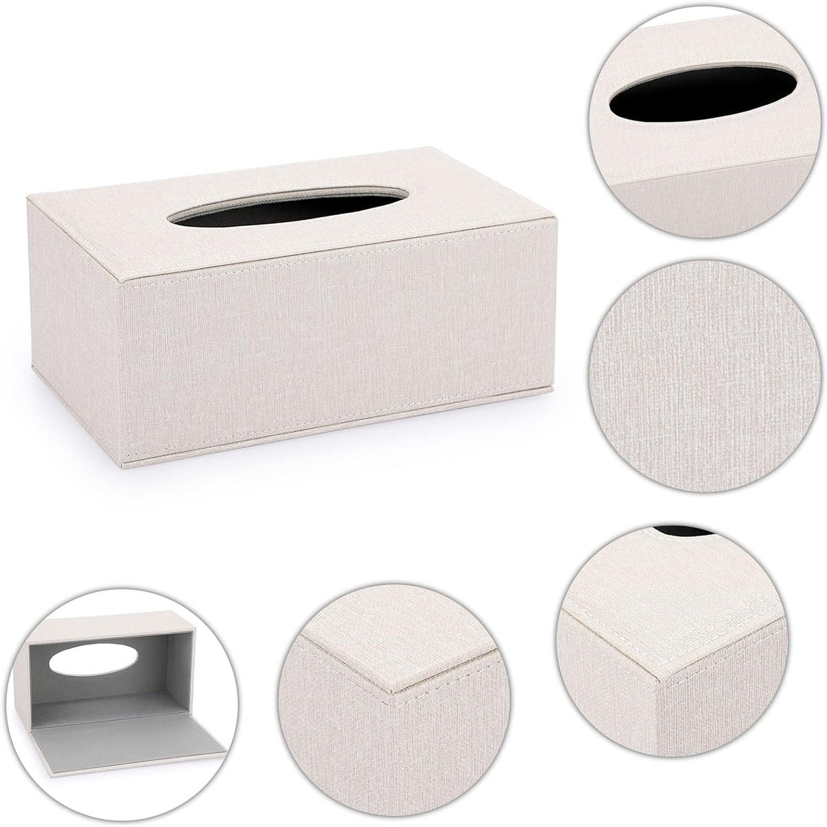Sumnacon Tissue Box Cover Rectangle Linen Tissue Box Holder，Magnetic Bottom