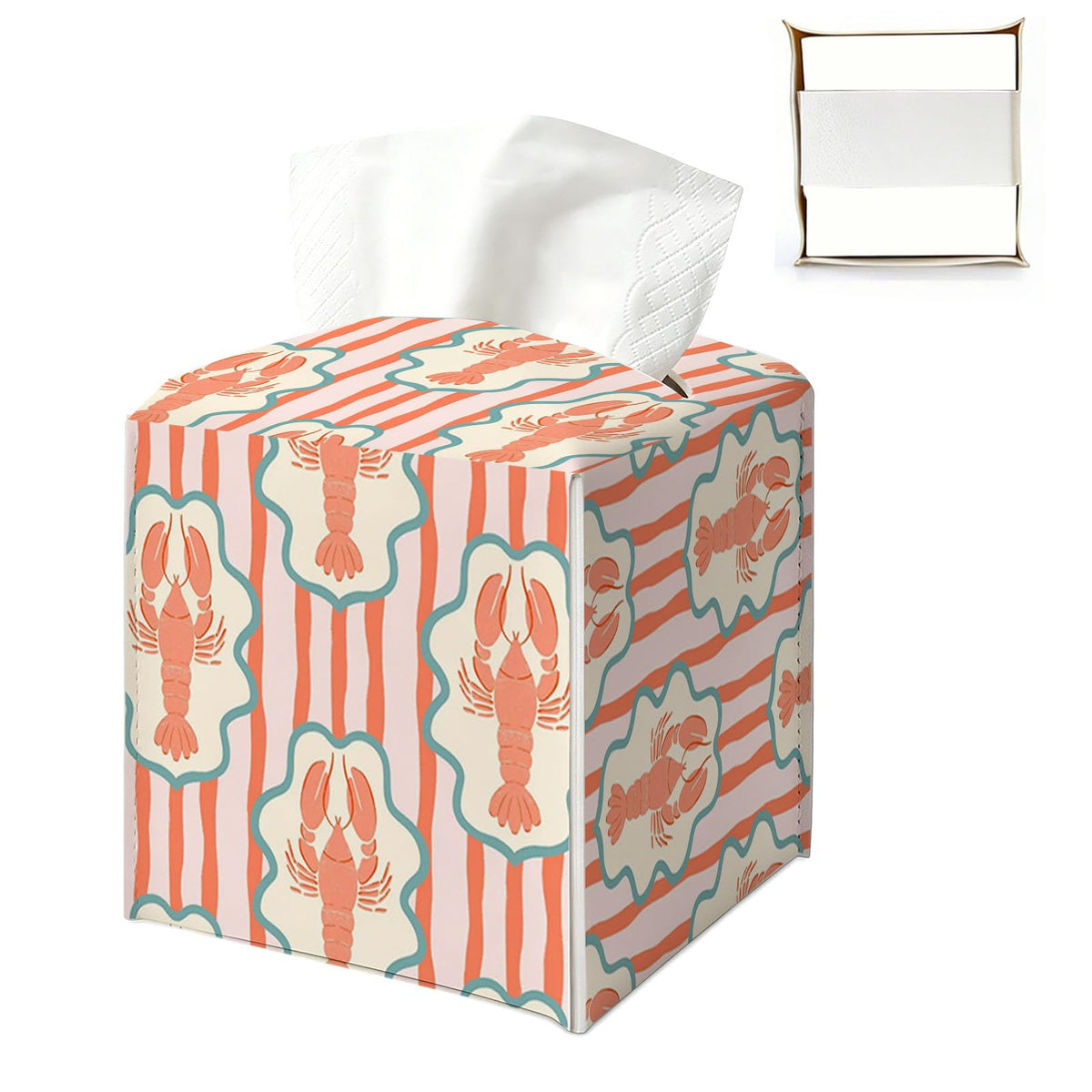 UTELKA Blue and White Hydrangea Square Tissue Box Cover 5.4x5.4x5.3 in