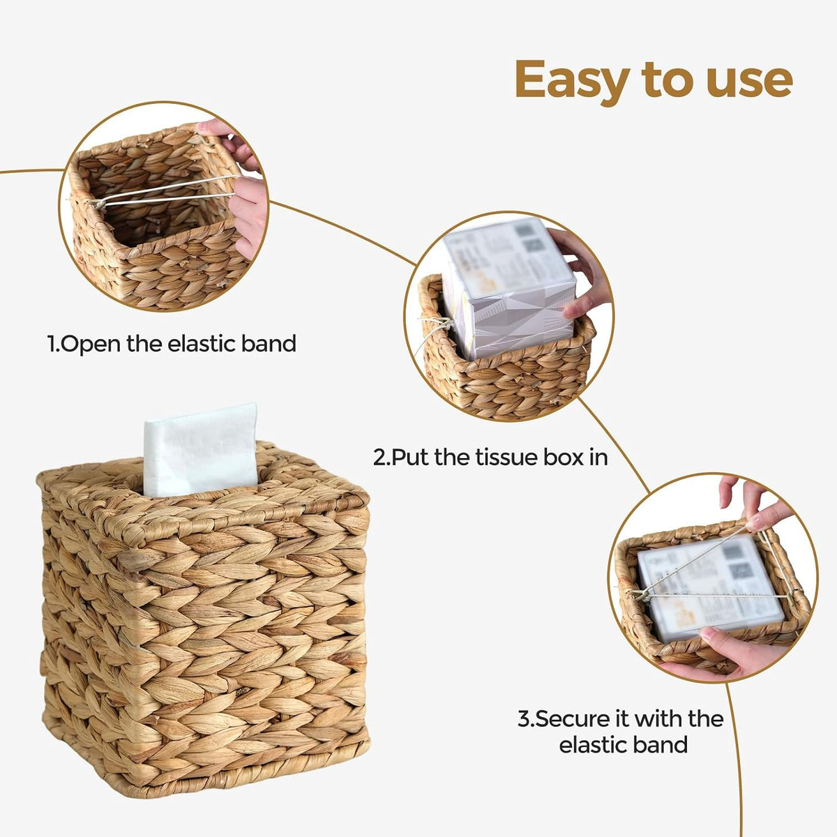Wicker Tissue Box Cover, Rattan Tissue Box Holder Square