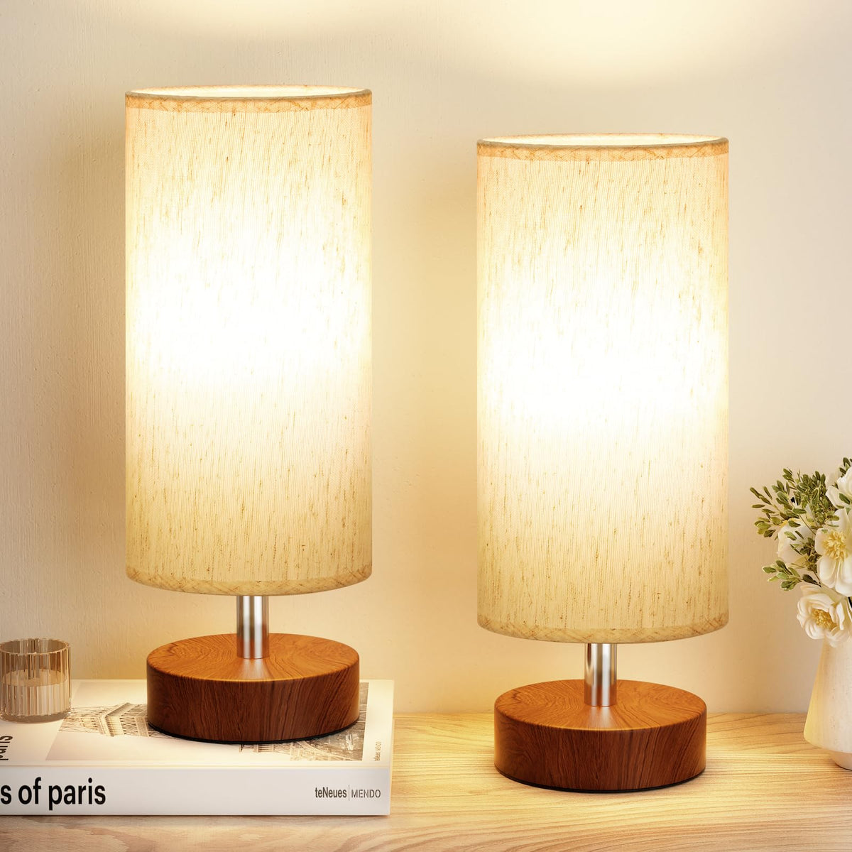 PartageiZ Small Table Lamp for Bedroom - Bedside Lamps for Night Stands