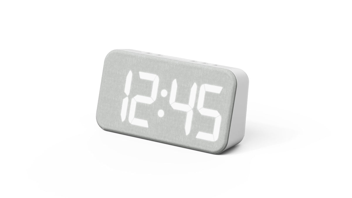 mooas Cosy Fabric LED Desk Clock, Digital Alarm Clock (Ash Pink)