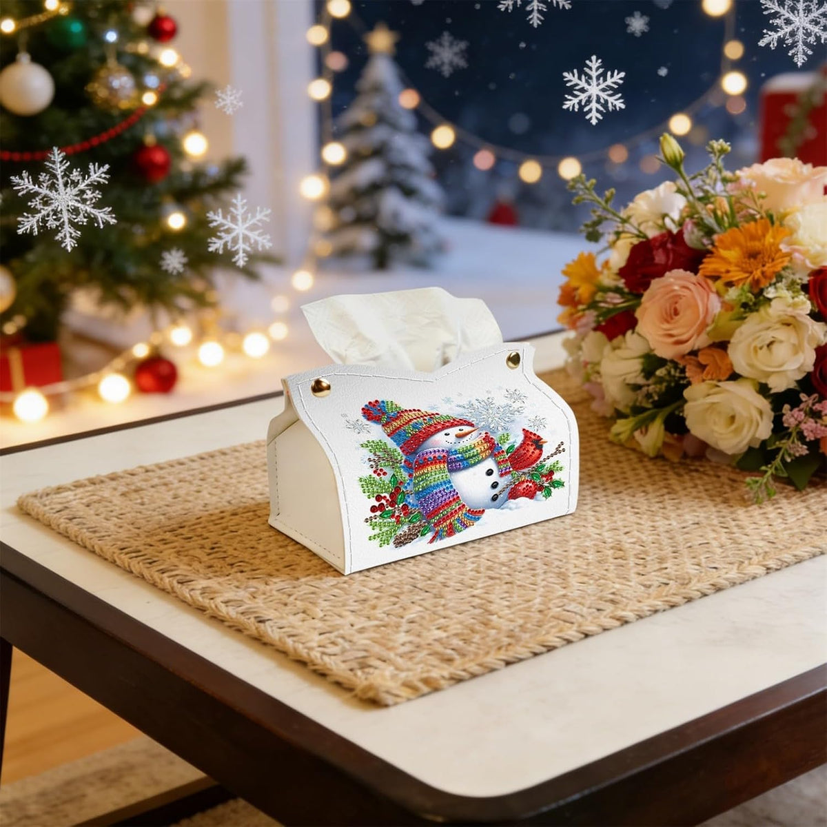 DoxQcs DIY Diamond Art Painting PU Leather Tissue Box Cover Holder