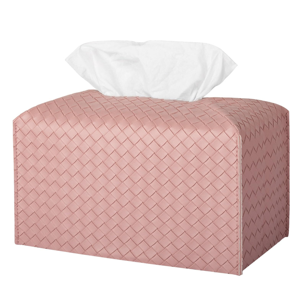 Tissue Box Cover PU Leather Tissue Holder Square Facial Tissue Case Facial Paper Organizer Dispenser for Bathroom, Vanity Countertop, Tabletop, Car, Rectangle, Griege