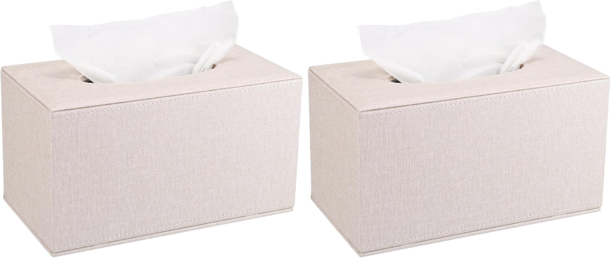 Sumnacon Tissue Box Cover Rectangle Linen Tissue Box Holder，Magnetic Bottom
