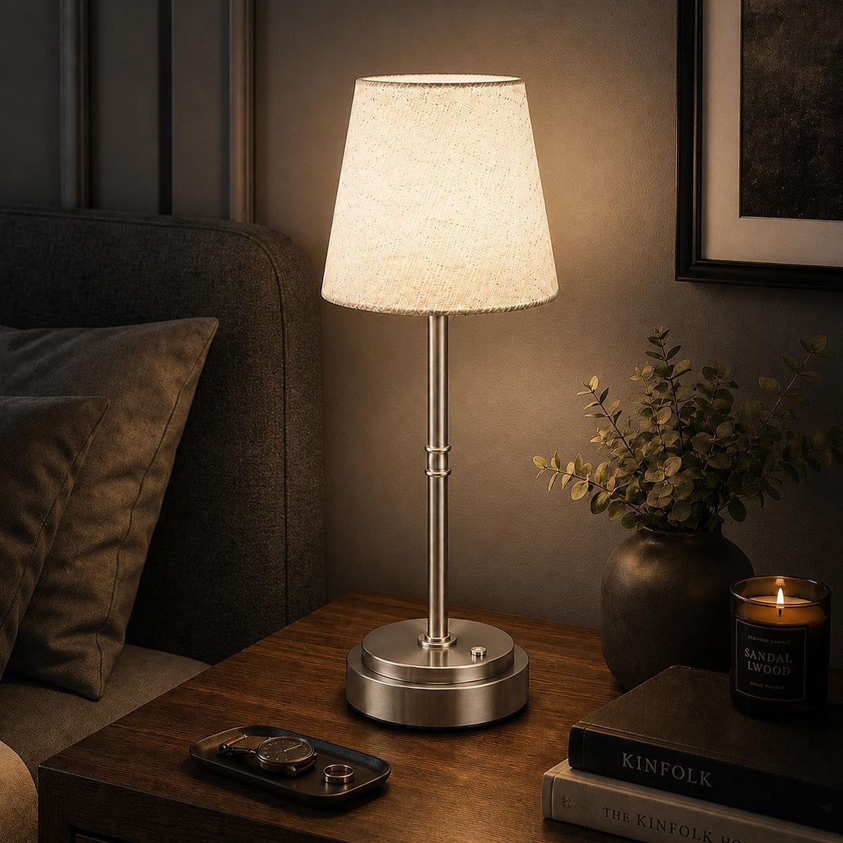 Rechargeable Cordless Table Lamp, Nightstand to End Table,Gold,1 Pack