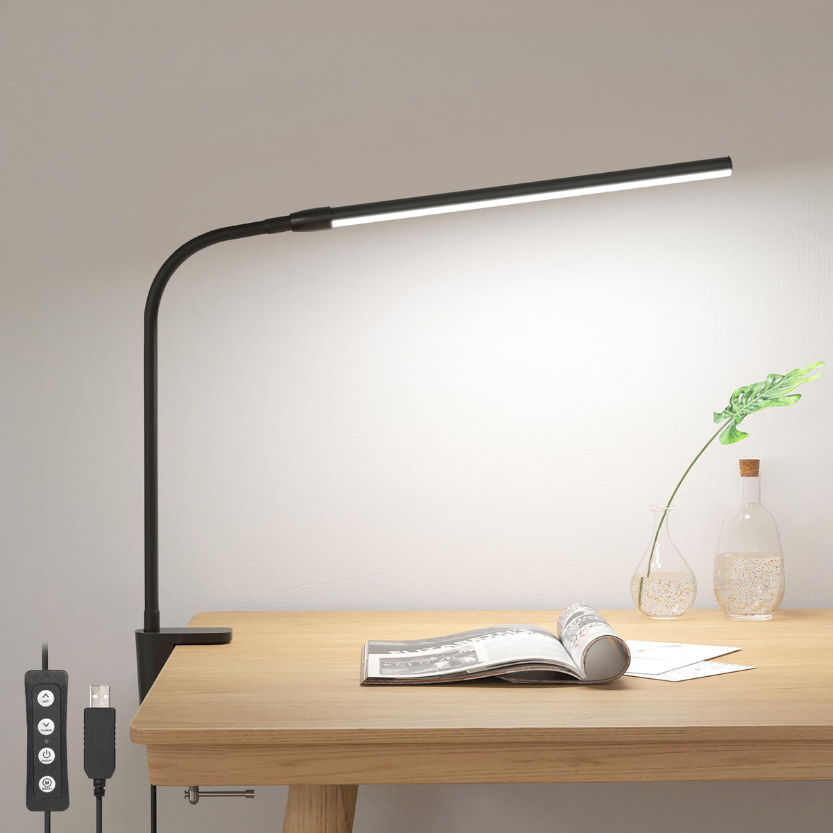 Lepro Small Desk Lamp with Clamp, LED Reading Lamps, 460LM, 5W, White