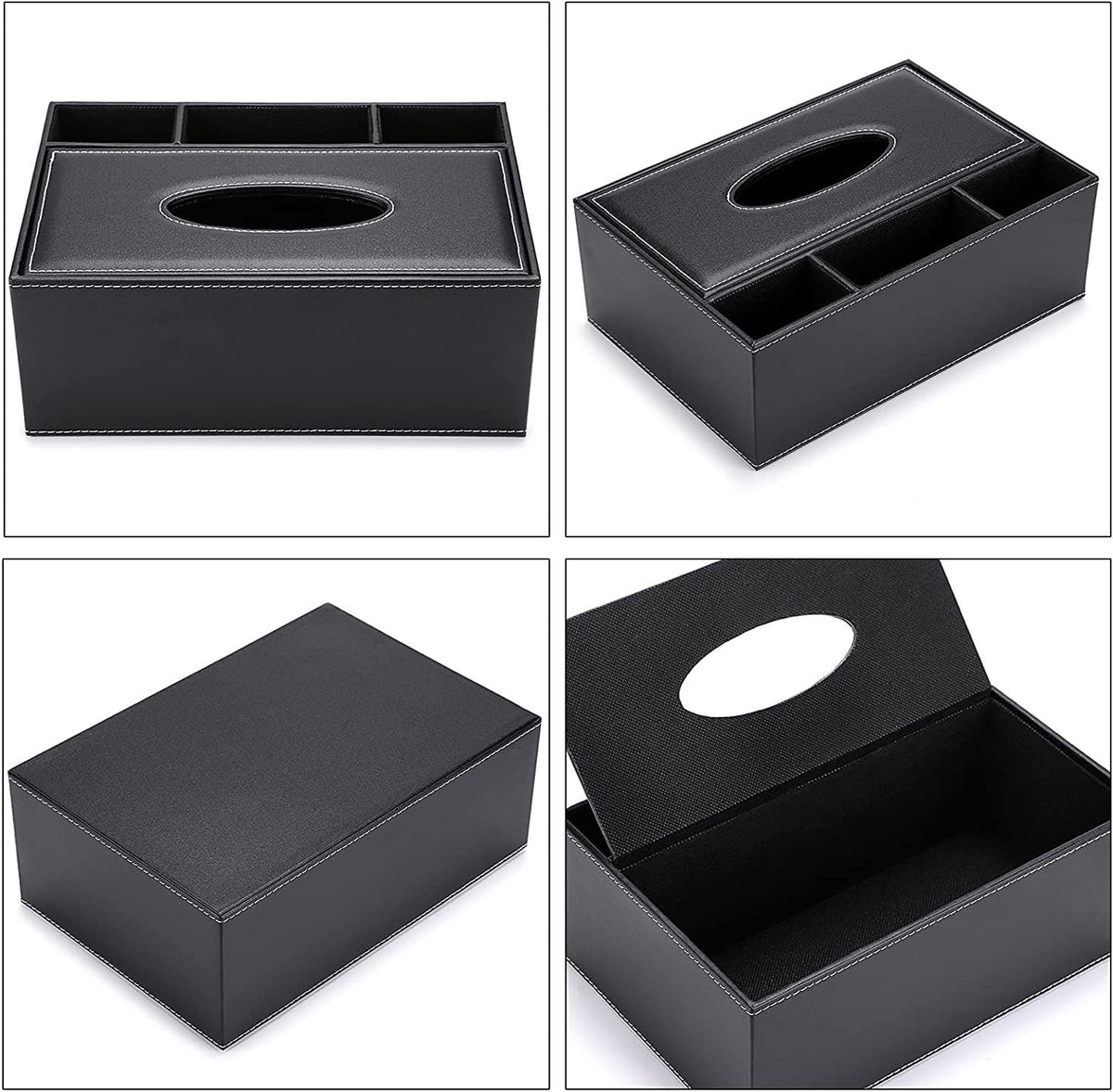 PU Leather Household Office Rectangular Tissue Box Storage Organizer Box