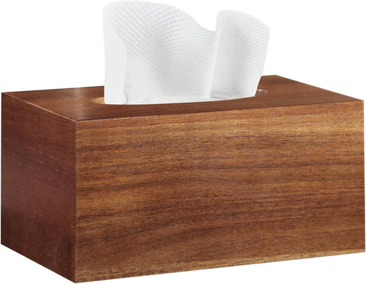 Tissue Box Cover, Wood Tissue Box Holder Rectangle with Slide-Out Bottom