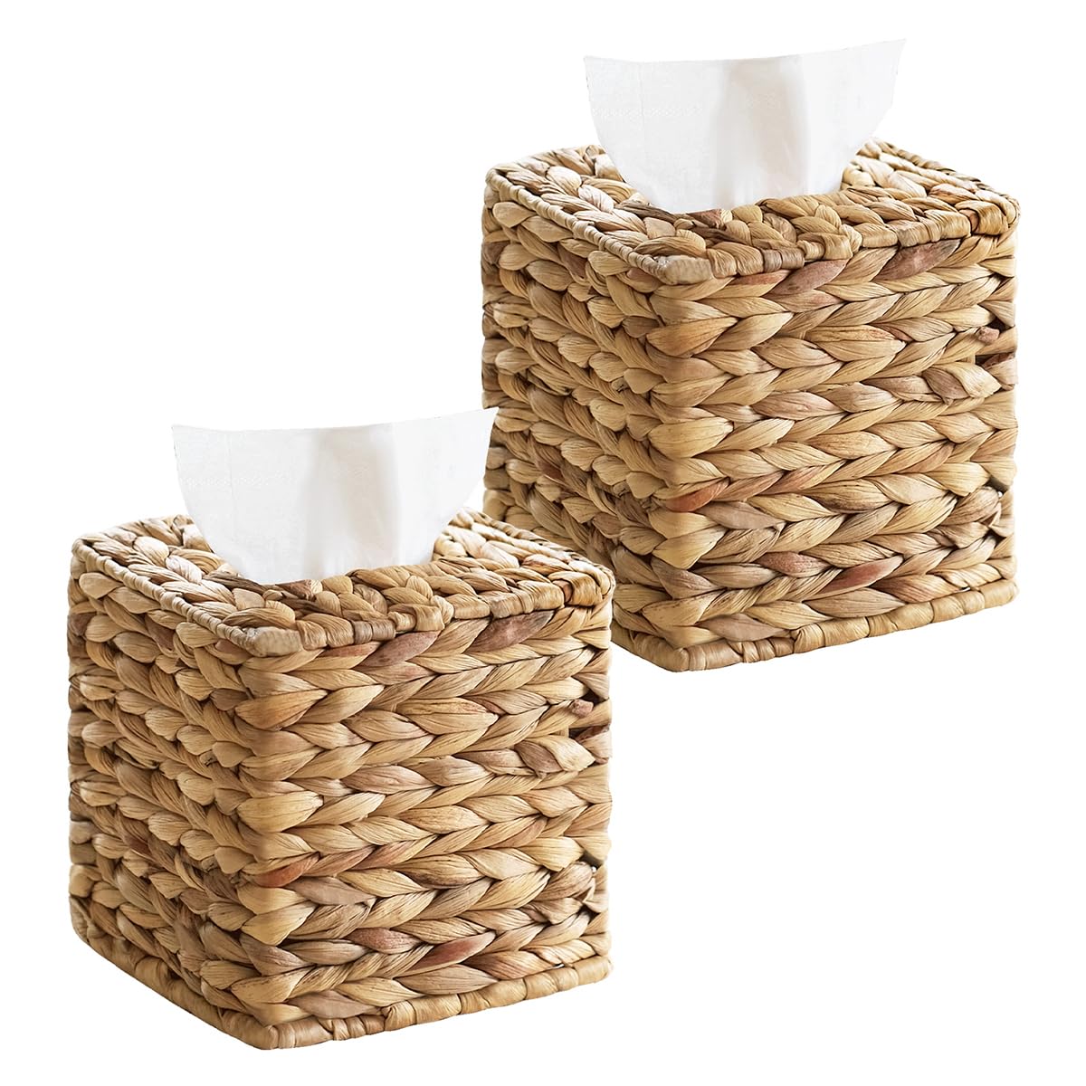 4 Pack Wicker Tissue Box Cover Square, Rattan Woven Tissue Box Holder