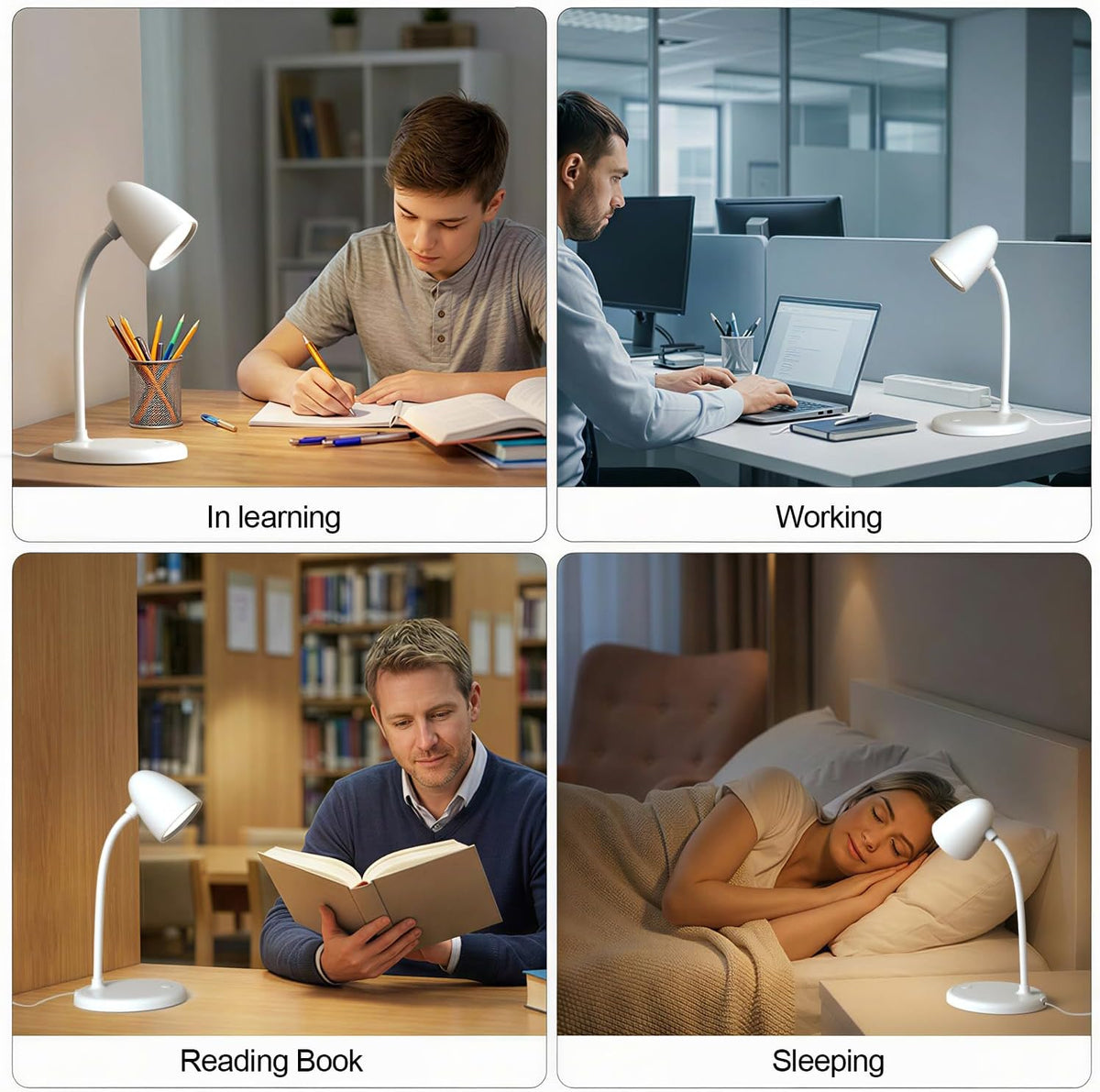 LED Desk Lamp for Home Office,Dimmable Table Lamp 3 Light Colors