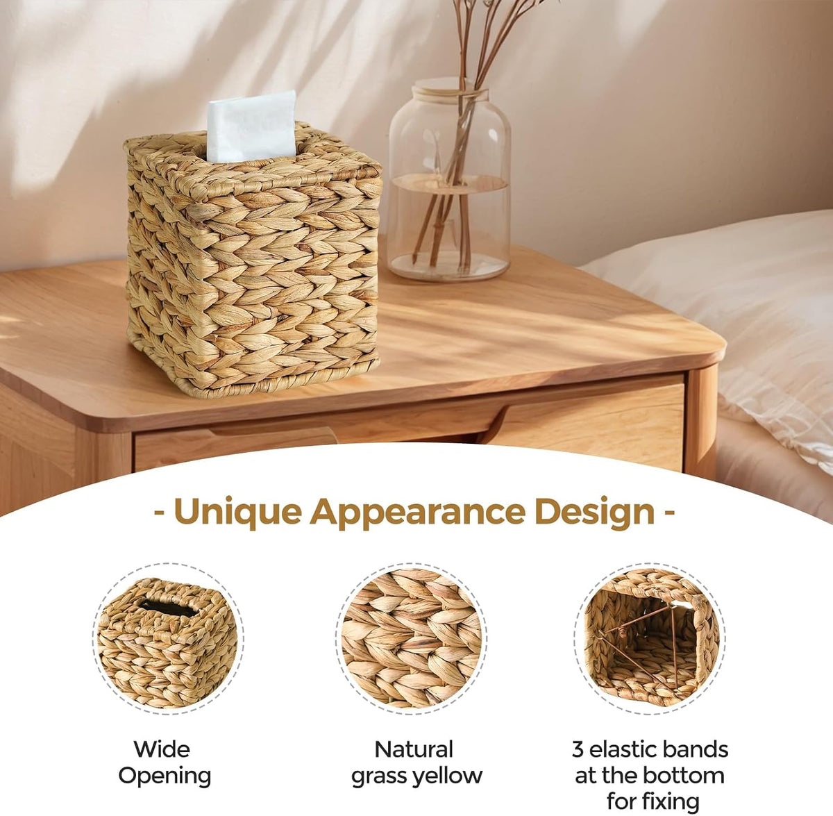 Wicker Tissue Box Cover, Rattan Tissue Box Holder Square