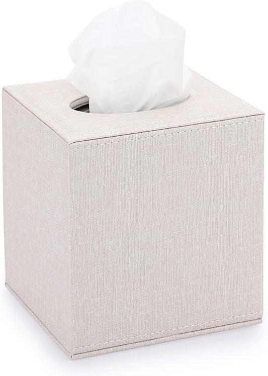 Sumnacon Square Linen Tissue Box Cover, Magnetic Bottom Tissue Box Holder