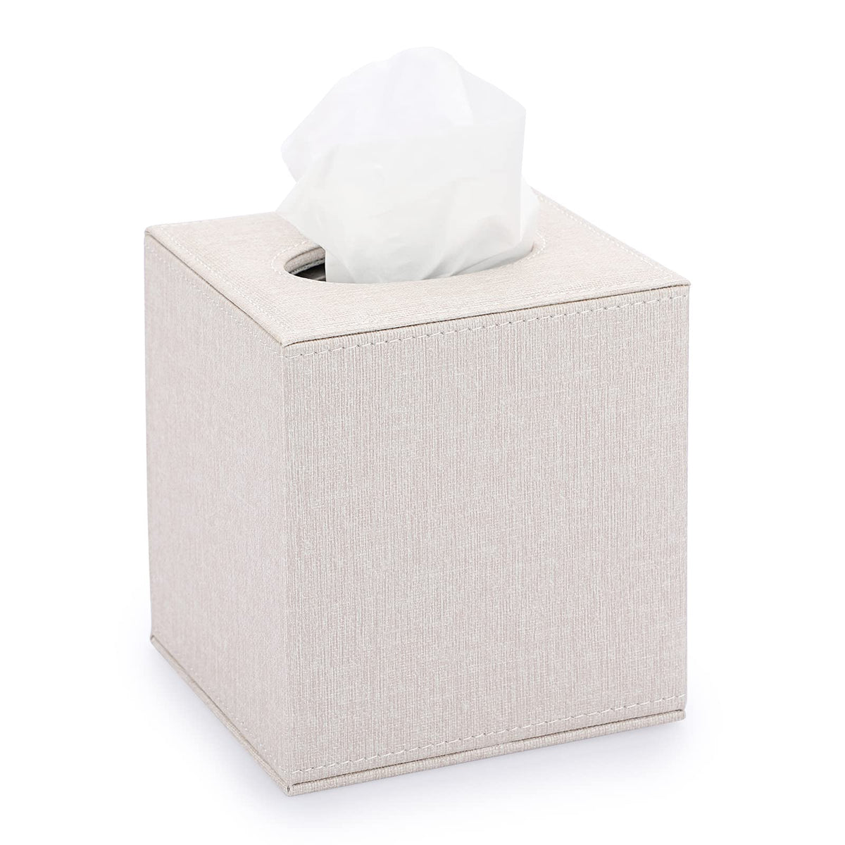 Sumnacon Square Linen Tissue Box Cover, Magnetic Bottom Tissue Box Holder