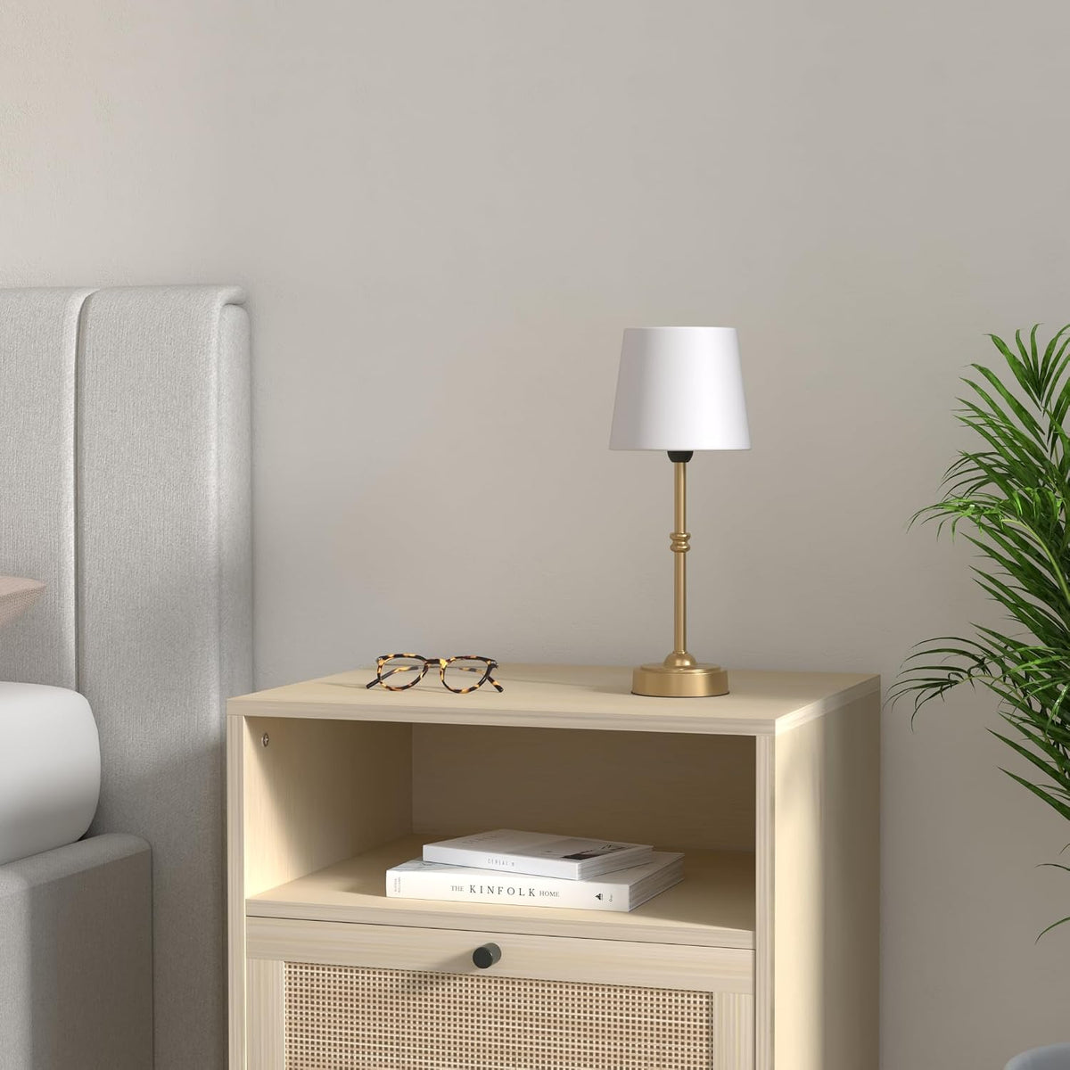 O'Bright Seraph Cordless Rechargeable LED Table Lamp, Antique Brass