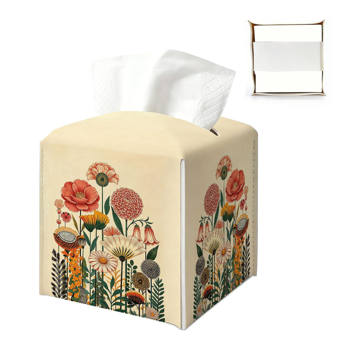 UTELKA Blue and White Hydrangea Square Tissue Box Cover 5.4x5.4x5.3 in