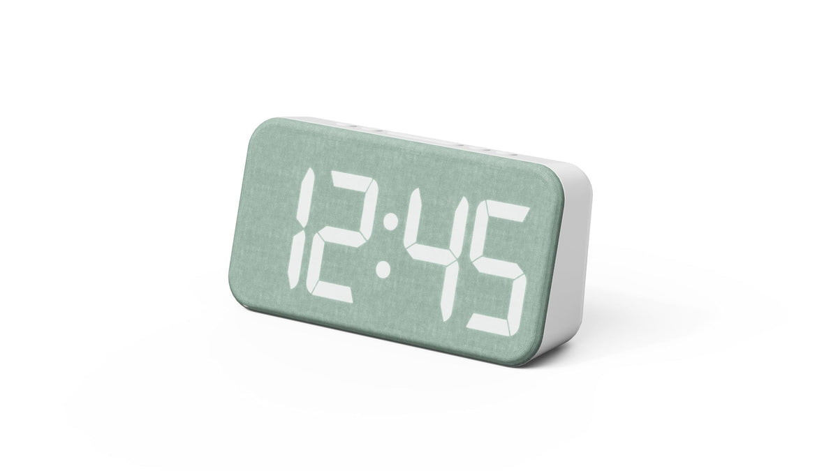 mooas Cosy Fabric LED Desk Clock, Digital Alarm Clock (Ash Pink)