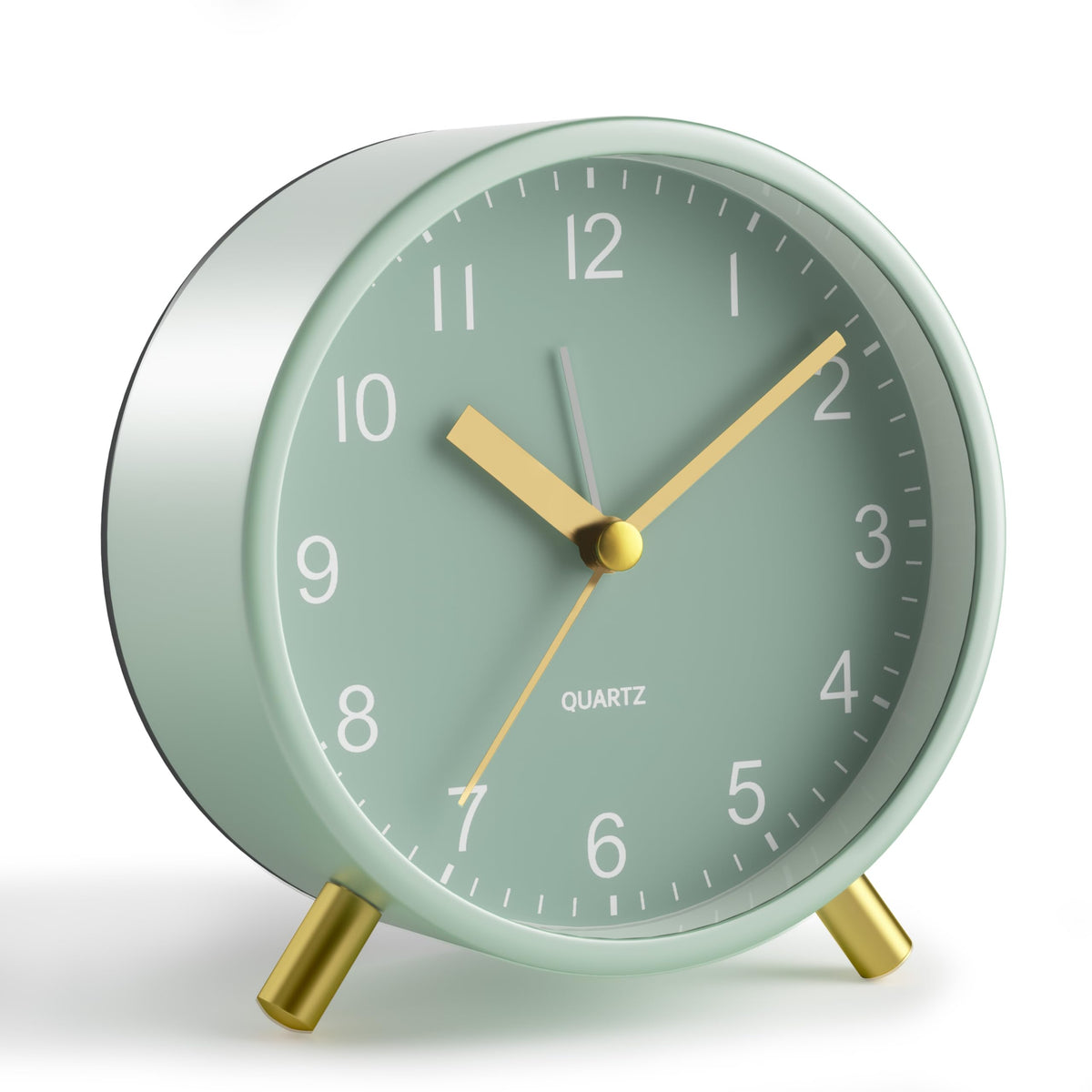 JALL Analog Alarm Clock, 4 inch Super Silent Non Ticking Small Clock with Night Light, Battery Operated, Simple Design, Old Fashioned Style Ideal Decor, for Bedroom, Bedside, Desk, Adult, Gift, Green