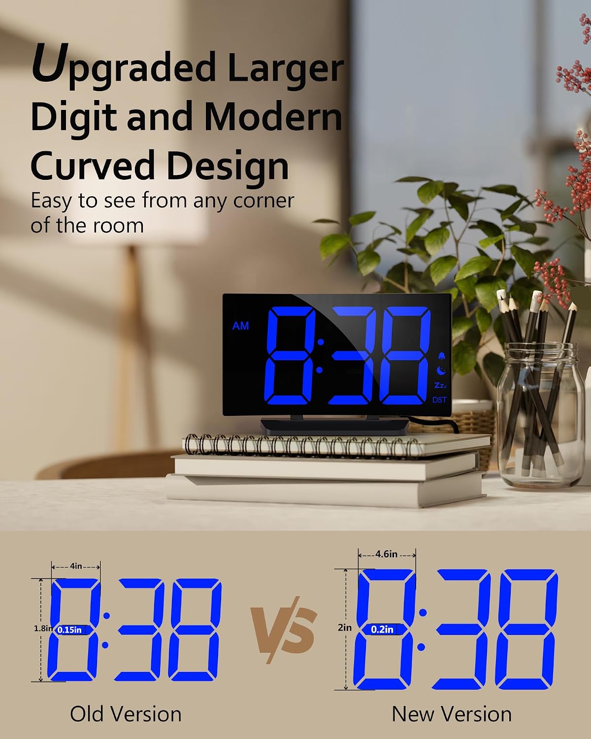 GOLOZA Digital Alarm Clock for Bedrooms, Digital Clock for Kids