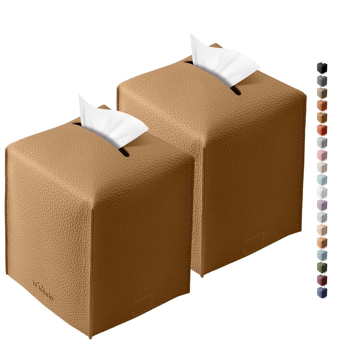 Tissue Box Cover, Tclouda, Modern PU Leather Square Tissue Box Holder for Creative Decorative, 2 Pack, Ideal for Bathrooms/Office/Car/Nightstand/Outdoor Tent/Dining Table, 5"X5"X5", Double Black