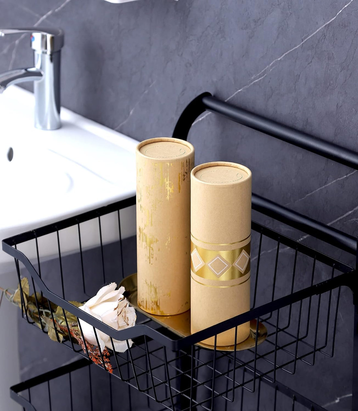 Car Tissue Holder with 3-ply Facial Tissues Bulk - 4 PK - Gold Foil Tissues Cylinder for Car Cup Holder, Travel Tissues, Refill Tissue Box Round Container Kraft
