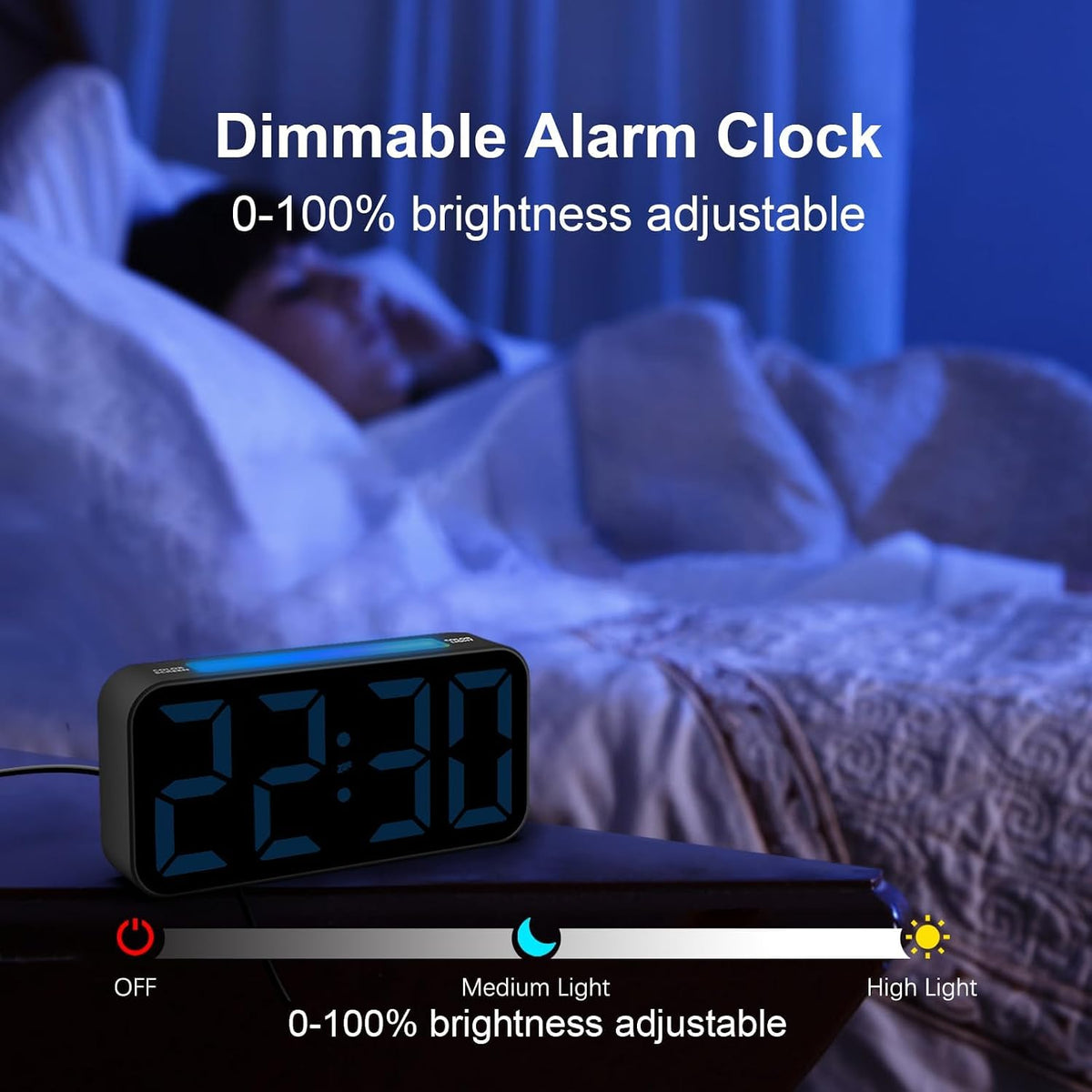 Topski Loud Alarm Clocks for Bedrooms Heavy Sleepers, Digital Bedside Clock