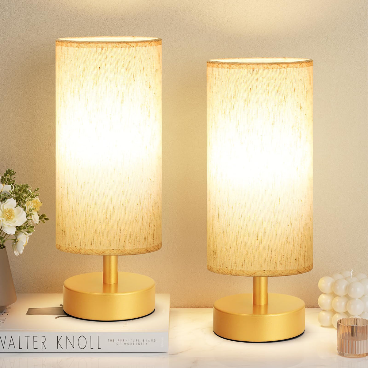 PartageiZ Small Table Lamp for Bedroom - Bedside Lamps for Night Stands