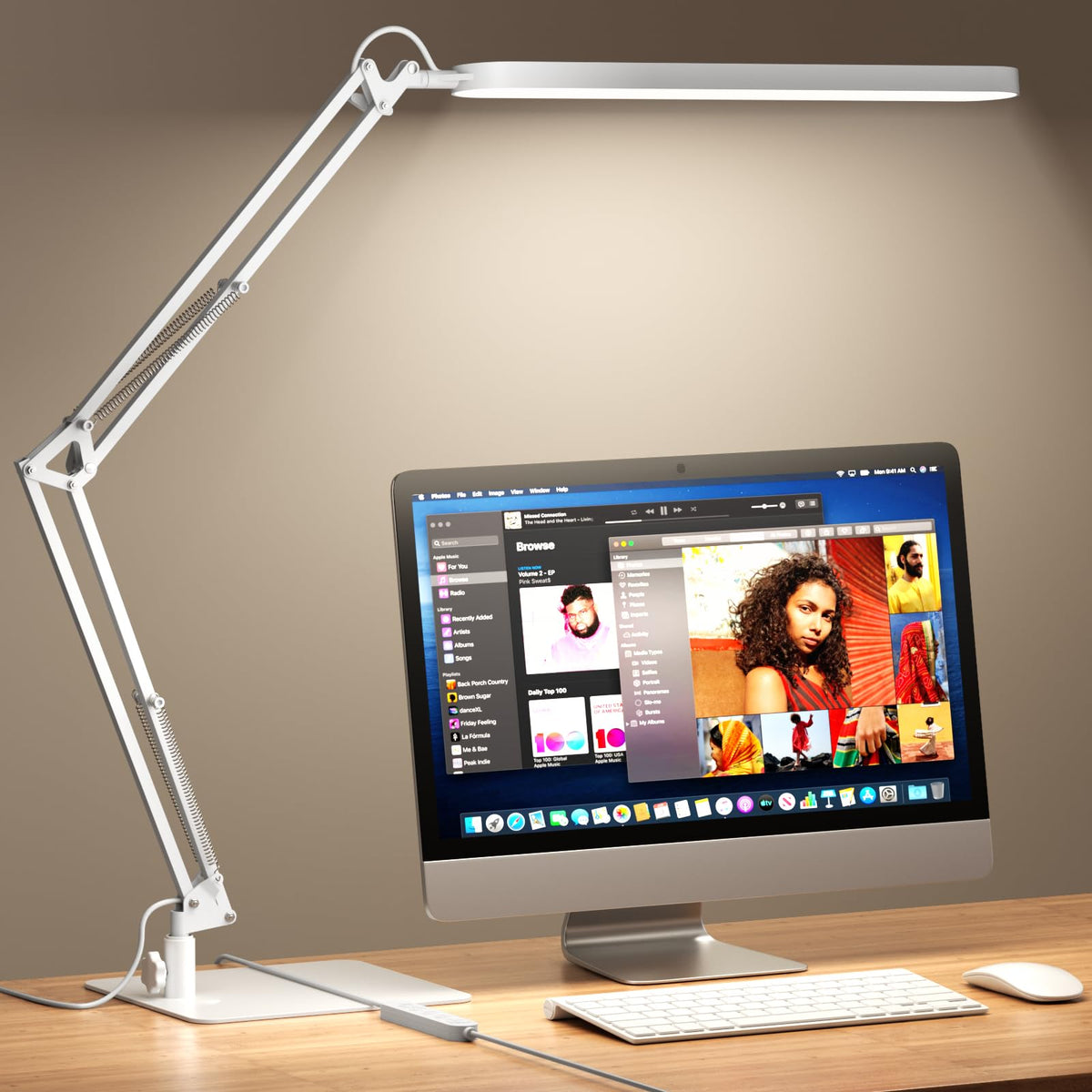 SKYLEO Desk Lamp for Home Office, Eye Comfortable LED Desk Light for Long Hours, Adjustable Swing Arm with Memory Function, Black