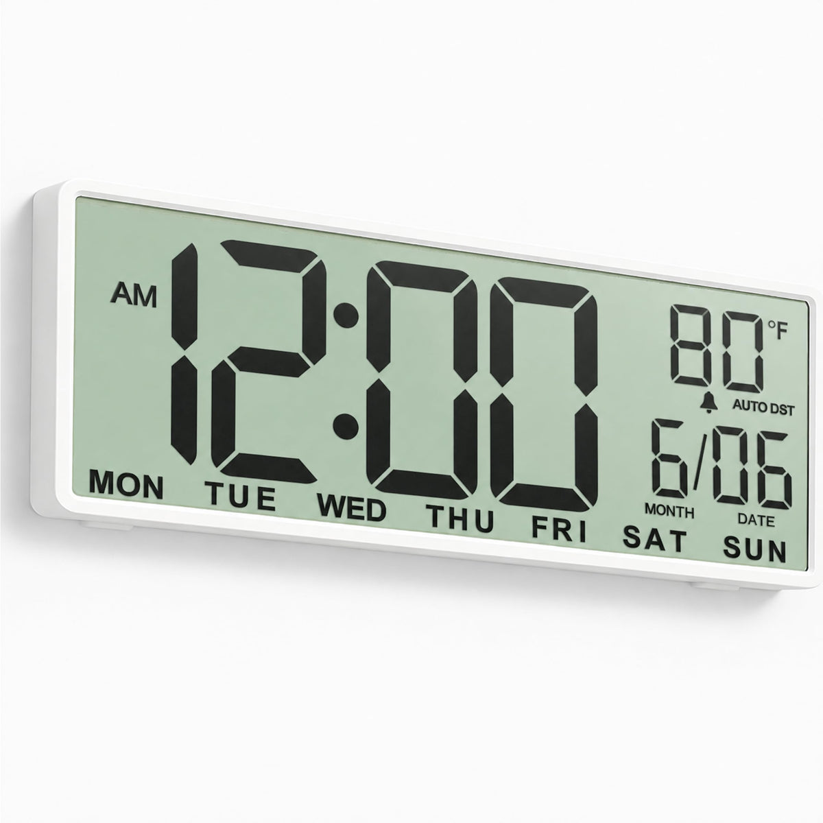 JALL Large Digital Wall Clock Battery Operated, Wall Clock with Big Numbers LCD Display, Digital Clock with Date Day Temperature, Alarm, Auto DST, Clocks for Classroom, Office, Bedroom, Elderly- Black