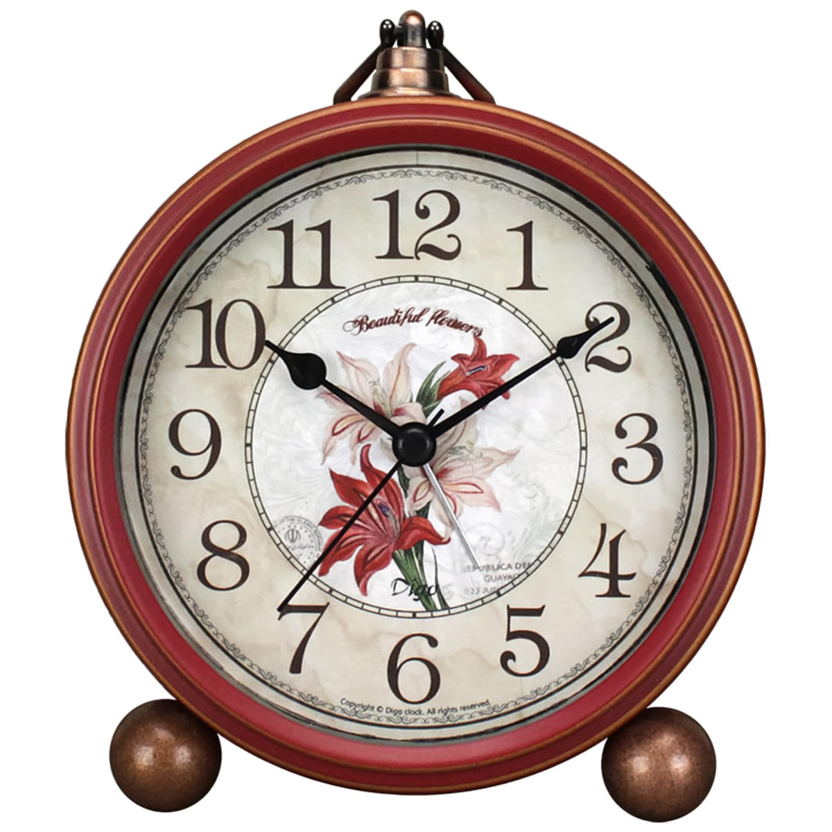 Maxspace 5.2in Desk Clock, Retro Silent Analog Clock Non-Ticking & Battery Operated with Quartz Movement,Clock Decor for Bedroom Living Room