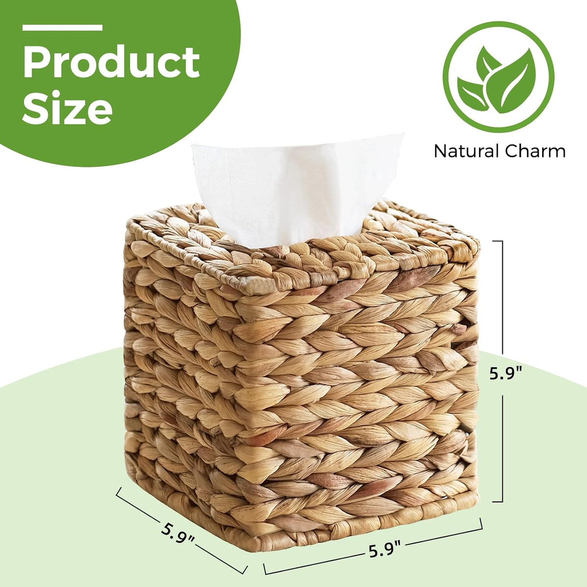 4 Pack Wicker Tissue Box Cover Square, Rattan Woven Tissue Box Holder
