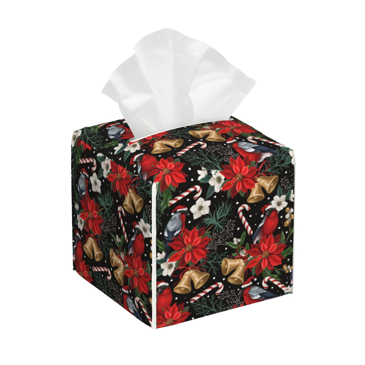 Eucalyptus Leaves and Flowers Tissue Box Cover Square,Watercolor Green Leaves Branches Tissue Box Holder Waterproof Leather Facial Paper Organizer Dispenser for Bathroom Home Car Nightstand Vanity