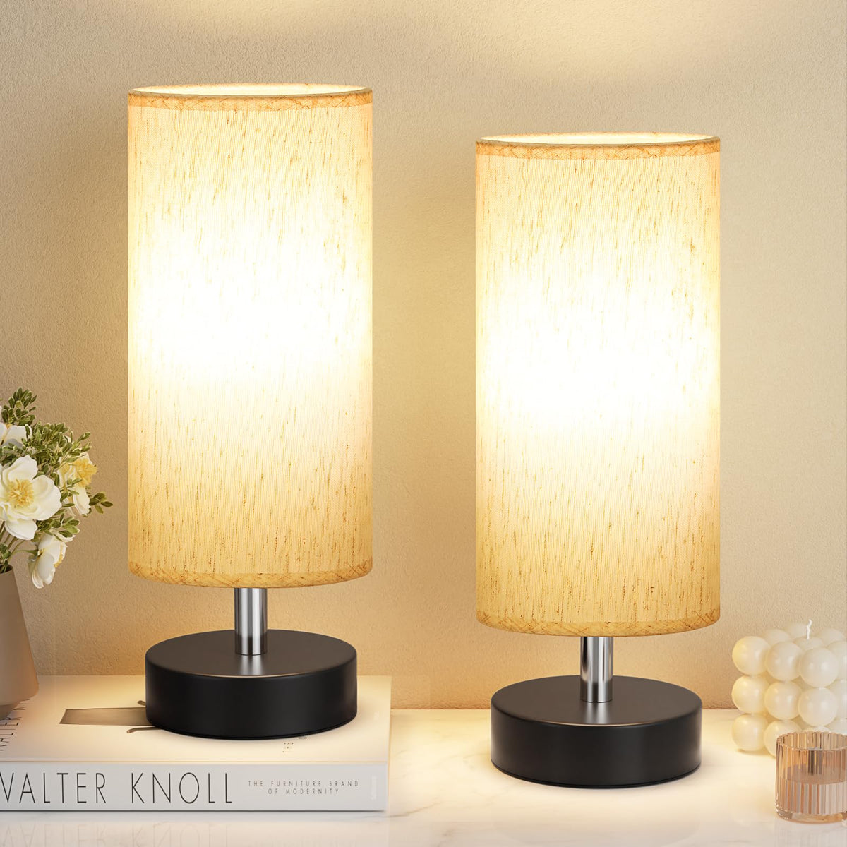 PartageiZ Small Table Lamp for Bedroom - Bedside Lamps for Night Stands