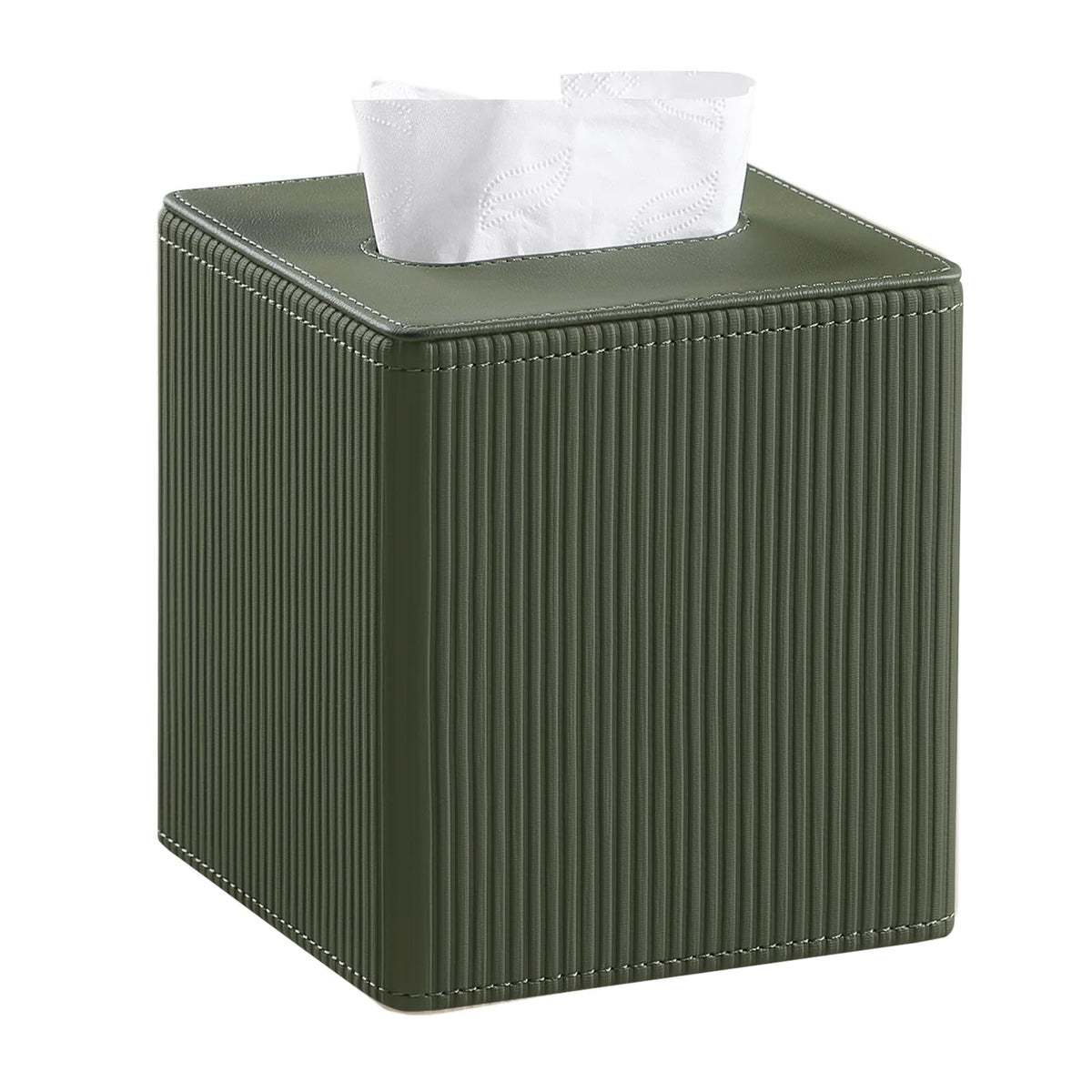 PU Leather Square Tissue Box Cover Tissue Box Holder Cube (Beige)