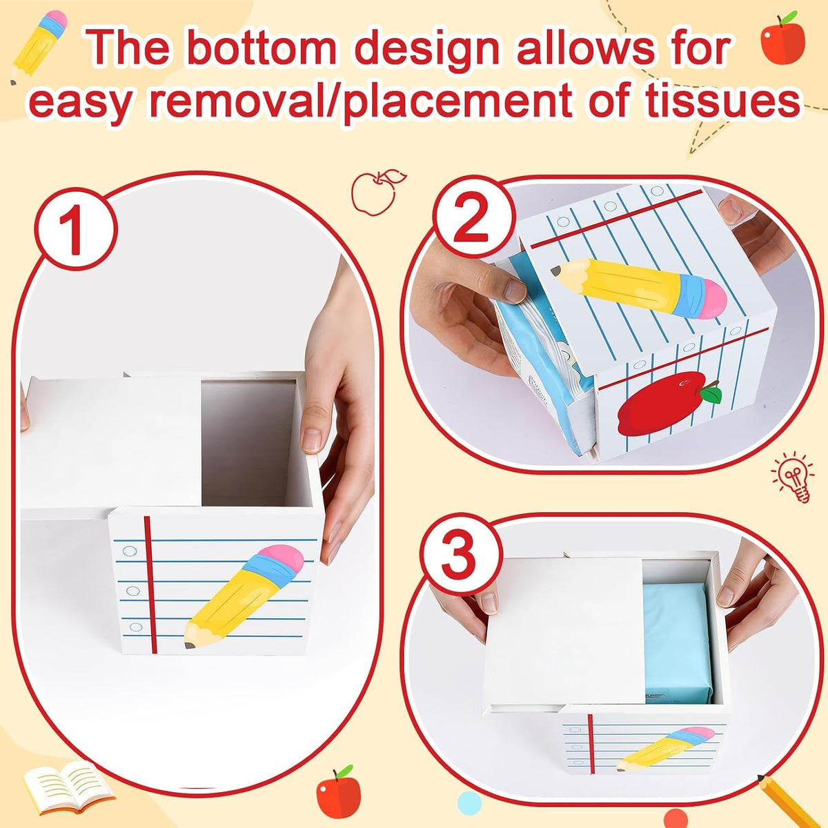2 Pack Wooden Classroom Back to School Gift Tissues Boxes