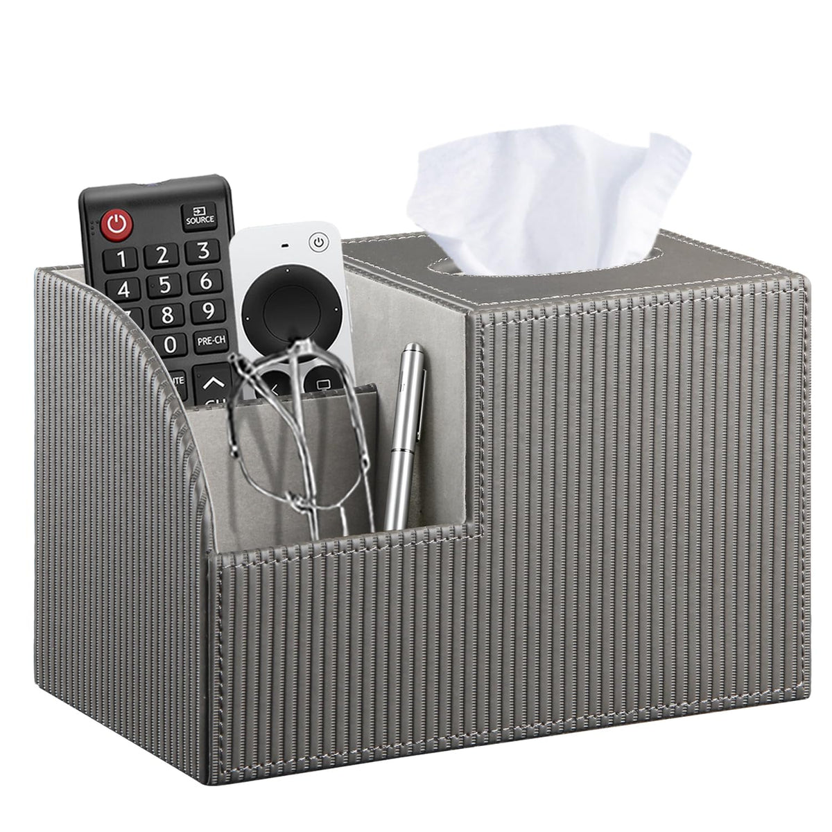 PU Leather Square Tissue Box Cover - Multi-Functional Tissue Box Holder