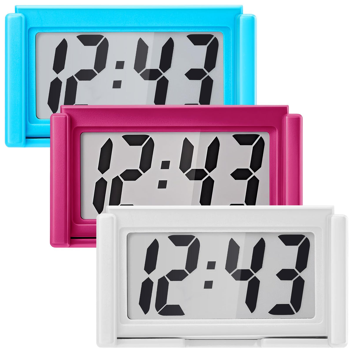 Frienda 3 Pieces Mini Small Digital Clock Stick On,Black
